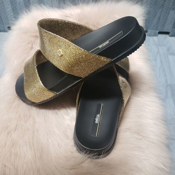 Melissa Cosmic Metallic Glitter Two Band Slide - Picture 4 of 6